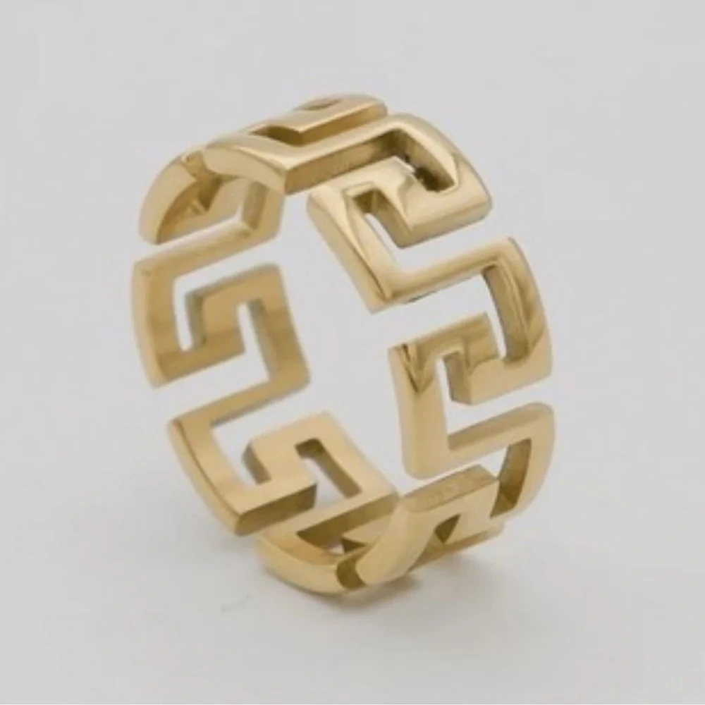 Versace Gold and Black Geometric Ring - Picture 3 of 5